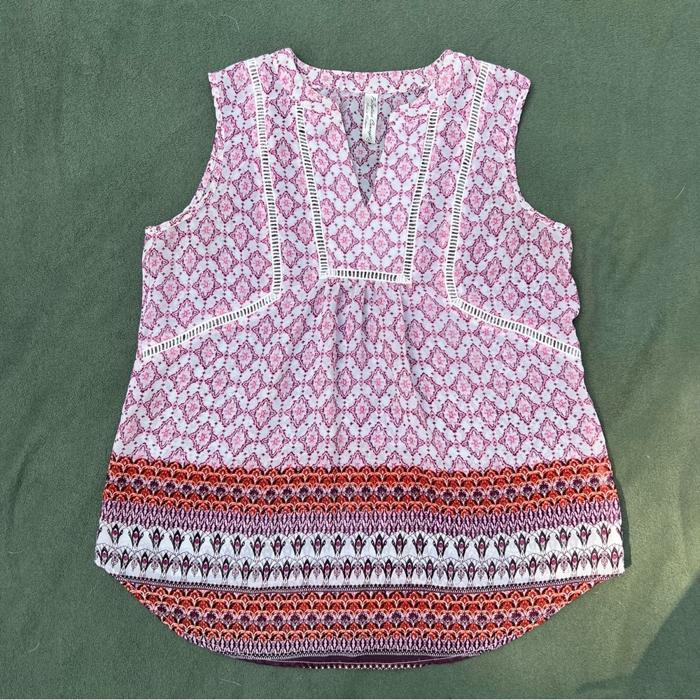 Purple and Orange Patterned Blouse